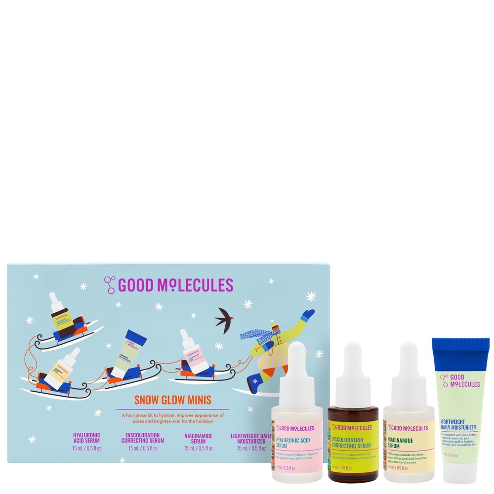 Good Molecules Snow Glow Minis‎ Skincare Set Hyaluronic Acid Niacinamide Serums